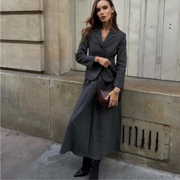 ZARA WOOL BLEND MIDI SKIRT ZW COLLECTION - Picture 2 of 16